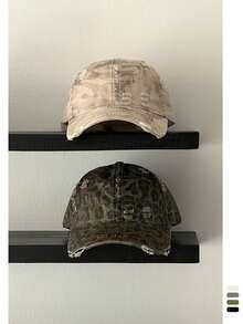 American Style Distressed Heavy-Duty Camo Baseball Cap For Women, Soft Top Deep Fit Brand Hip Hop Large Head Circumference Duck Bill Cap For Men, Summer Soft Top Ripped Camo Hip Hop Long Brim Baseball Cap For Women, American Vintage Street Leopard Print Duck Bill Cap, Personalized Cool Spicy Versatile Hat, Summer Face-Slimming Sun Protection Hat - Ripped Camouflage - View 4