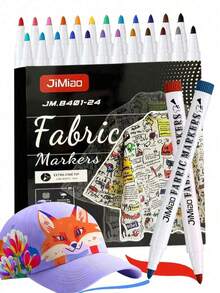 12/24色布料麥克筆，鮮豔布料繪圖筆，適用於衣服、帆布包、T恤和鞋子－返校必備 - 彩色 - 查看 11