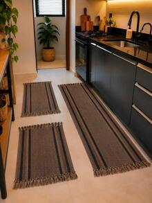 Kitchen Mat Set 3 Pieces: Runner + 2 Mats - Brown - View 3