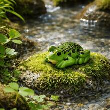 Mini ornement de paysage aquatique flottant réaliste, grenouille en résine imperméable, feuille de lotus, fleur de lotus et combinaison de petit bateau, nouveau style pastoral zen chinois, design de bloc de couleurs vert rose marron avec feuille de lotus, grenouille, fleur de lotus et petit bateau, décoration de micro paysage flottant, décoration d'aquarium / bassin de jardin / ornement de micro paysage de bureau, accessoire de décoration d'aquarium populaire - A - Voir 8