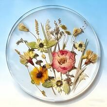 4pcs 2D Flat Acrylic Printed Coasters, Colorful Wildflower Art Design, Kitchen Decor, Suitable For Valentine's Day, Wedding, Birthday, Mother's Day Gifts, Applicable For Dining Table, Bar Counter, Home Decor, All Year Round - Multicolor - View 3