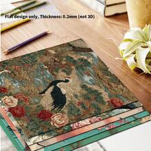 24 Sheets 6*6 Inch Chinese Crane & Peony Decorative Paper, Vintage National Style Scrapbooking Background Paper, Gift Box Packaging, Greeting Card Making Material - Square - View 3