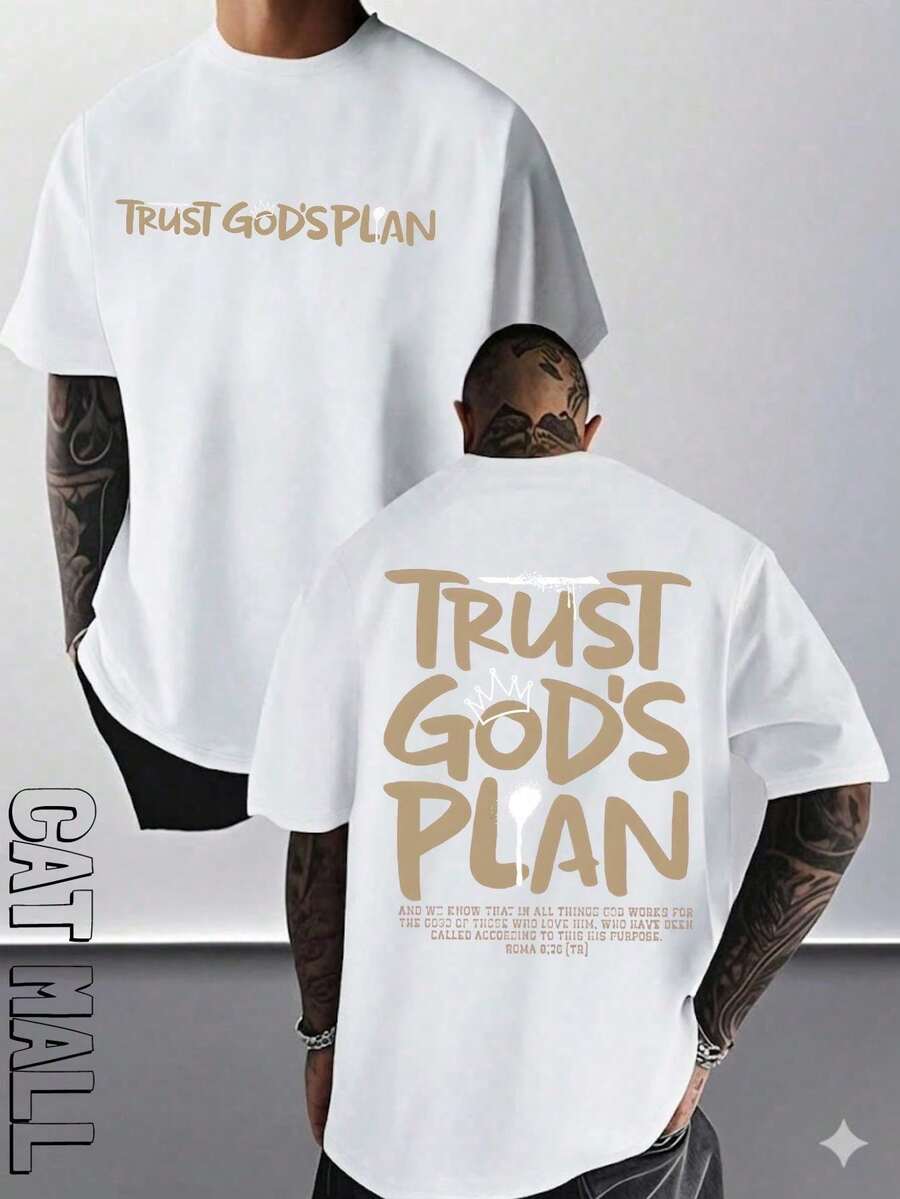 2026 New Men's Short Sleeve Graphic T-Shirt, Jesus Cross Design, Faith, Daily Wear, 100% Cotton, Unisex, Gift Idea For Him Or Her, Religious Clothing, Spiritual Clothing, Design Of - 無色 - 查看 1