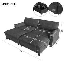Sofá Modular Cloud - Sección Beige 3 Asientos, Estantería Oculta - Negro, 4 plazas - Ver 10