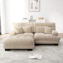 Sofa 220 cm de Chenille para hogar - Marrón café, 2 plazas - Ver 1