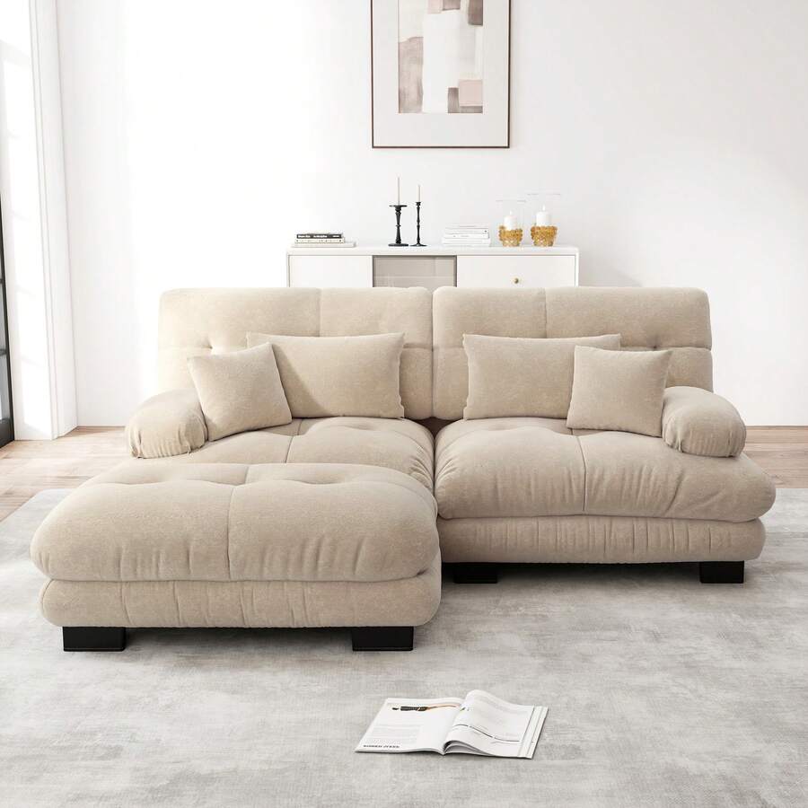 Sofa 220 cm de Chenille para hogar - Marrón café, 2 plazas - Ver 1