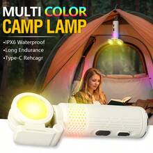 1個 90°可折疊 RGB LED露營燈，7色動態氛圍燈，附掛鉤與強力磁吸底座，多功能蜂巢燈，適用露營、登山、居家派對、緊急照明與戶外使用 - A - 查看 8