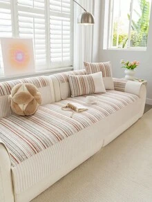 1pc European Style Fresh Floral Lace Sofa Cushion Cover, Minimalist Luxury Sofa Slipcover, Decorative Sofa Protector, Anti-Slip Anti-Dust Anti-Scratch, Suitable For All Seasons, Bedroom Living Room Office Study - Coral Orange - View 3