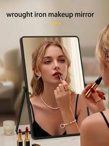 Metal Stand Makeup Mirror, Large Rotating Desktop Makeup Mirror, Bedroom, Desktop Vanity Mirror, Portable Bathroom Makeup Mirror, Supports 360-Degree Rotation, Tabletop Mirror, Home Mirror/Princess Rotating Mirror, Home Decor, Bedroom Accessories, Suitable For Bathroom, Office, Bedroom, Dorm, Back To School, Halloween, Christmas Best Gift - Multicolor - View 17