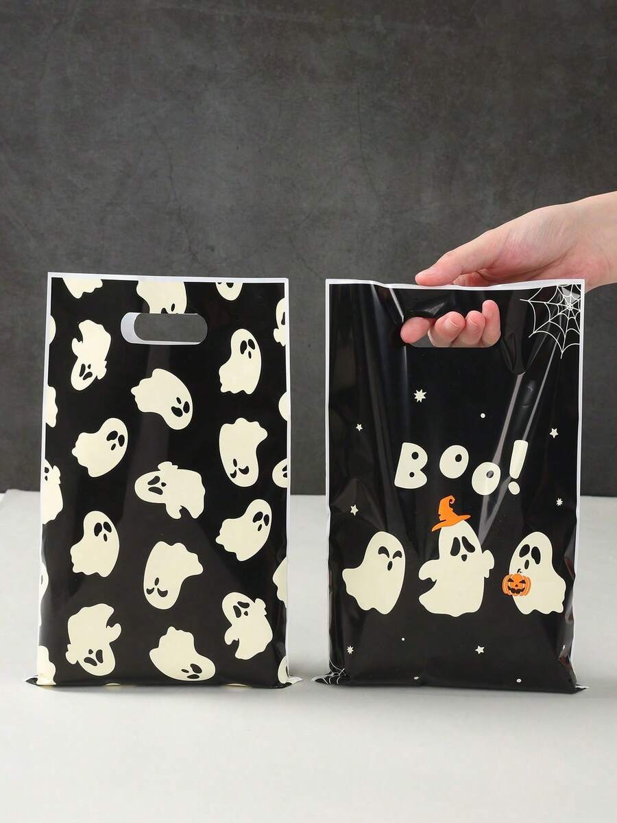 50/25/1 Halloween Geschenktüten, Halloween gruselige "BOO" Geschenktüten, Halloween Geistermuster dekorative Tragetaschen, Halloween Partyzubehör, Halloween Süßigkeiten- oder Snack-Tüten, Halloween Schokoladentüten, Halloween Küchenverpackungsmaterial, Halloween Dekorationen, Horror Spukhaus Dekoration, Halloween Raumdekoration, Halloween Heimdekoration, Partygeschenke, Halloween Dekoration, Gothic Stil, Herbstdekoration, Halloween, Vampir Thema - A - Übersicht 1