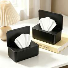 1/2 Wet Wipes Dispenser | Black Plastic Tissue Box With Cover | Wet & Dry Use | Modern Stylish Design | Ideal For Bathroom And Office | Durable Storage Solution, Wet Wipes Dispenser Box - Multicolor - View 2