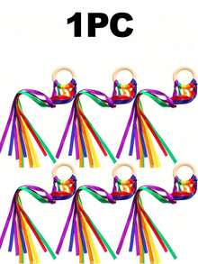 1/4/6pcs Ribbon Set, Includes Dance Ribbon, Handheld Kite, Throwable Wand And Wooden Ring Wand, Ribbon, Birthday Sash, Suitable For Wedding, Bride, Wedding Decoration, Wedding Arrangement, Bachelorette Party, Party Supplies And Wedding Ribbon - Rainbow Ribbon - View 23