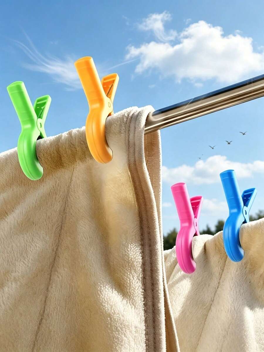 Windproof Chair Clips, Large Beach Towel Clips, Non-Slip Clips. Suitable For Pool Loungers, Cruise Ship Decks And Outdoor Use. Essential For Home, Camping And Travel, Also Can Be Used As Clothes Clips, Laundry Clips - Multicolor - View 1