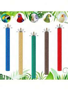 1pc Parrot Colorful Frosted Perch, Multiple Lengths Available (10cm, 15cm, 20cm, 25cm, 30cm), Equipped With Screw Fixing For Bird Claw Grinding, Parrot Perch, Parrot Toy, Bird Supplies, Bird Cage Accessories, (Random Color) - A+B - View 4