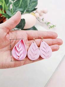 Molde de arcilla polimérica con forma de gota de agua, rama & hoja de flor prensada, molde minimalista para hacer pendientes de gota de agua de planta, suministros de artesanía de joyería hecha a mano de primavera - Blanco - Ver 2