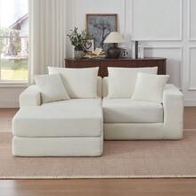 Modular Seating Group Loveeat Cloud Sofa, Boneless Sofa With Anti-Slip Base, Comfortable Sleeper Sofa For Customized Living Spaces, Modern Modular Sofa - White - View 4