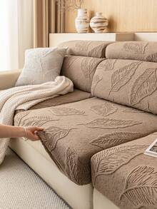 1pc Solid Color Fleece Sofa Cover, Elastic Stretch Fit, Comfortable Minimalist Ins Style, Pet-Friendly Anti-Slip Anti-Dirt, Machine Washable, All-Season Universal Sofa Protector For Living Room, Bedroom, Study, Suitable For L-Shaped 1/2/3/4 Seater Sofas - Khaki - View 7