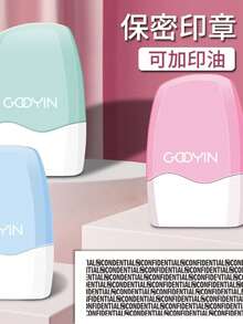 1pc ABS Material Identity Protection Roller Stamp With Ink, Combination Set, - GODYIN Privacy Protection, Used To Hide Confidential Information And Address, Anti-Theft, Blue/Pink/Green Optional, Fashionable Smooth Surface, School Supplies, Back To School Season - Style 1 - View 4