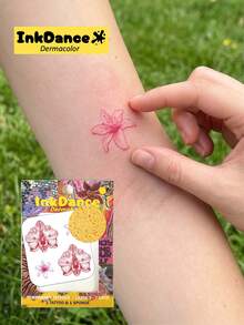 1 Kit "Lirio Rojo & Orquídeas" Tatuajes Temporales, Tatuajes Falsos Florales de Tinta Roja, Impermeables, Aspecto de Tatuaje Auténtico, Coloridos, Fáciles de Aplicar y Retirar CSX052 - Multicolor - Ver 7