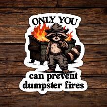 Only You Can Prevent Trash Can Fires Funny Raccoon Sticker, Chaos Control Humorous Design, Suitable For Laptops, Notebooks, Water Bottles, Journals, Lockers, Perfect Gift For Students, Office Workers, Teachers, Creative People And Everyday Problem Solvers - Multicolor - View 1