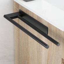 Portaoggetti, portaoggetti per bagno, portasciugamani senza foratura, nero opaco, acciaio inox, autoadesivo, doppio portasciugamani, 39 cm - Visualizzare 1