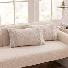 1/2pcs White Rainbow Cut Jacquard Pillowcase, Includes 1 Or 2 Pillowcases (Pillow Insert Not Included), Reversible, Cute Fresh Country Style, Lightweight And Breathable, Machine Washable, CottageStyle - Beige - View 20