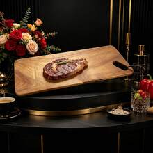 1 Stück Premium Akazienholz Servierbrett, exquisites Steakbrett, rechteckiges Steakbrett, hochwertiges Servierbrett. Speziell für Steak, Fleisch, Gemüse, Obstsalat. Geeignet für Hotel, westliches Restaurant, japanische Küche. - Übersicht 7