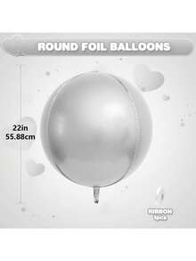 3/6 piezas Globos de lámina redondos 4D de 22 pulgadas en color plata metálico, globos de aluminio gigantes grandes para decoración de baby shower, cumpleaños, boda, baile de graduación y fiesta de graduación - Plateado - Ver 2