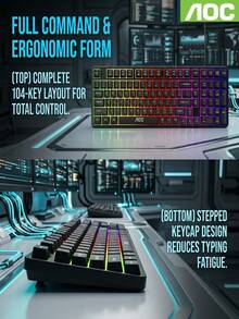 AOC GK116 104 Keys Mechanical Wired Gaming Keyboard, RGB Backlight USB Plug And Play Luminous Keyboard, Universal For Desktop Notebook Home Gaming Office Daily Typing - View 8