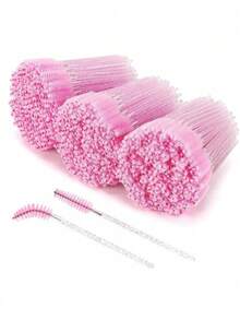 200pcs/100pcs/50pcs/10pcs Mascara Brushes, Eyelash Brushes, Eyelash Cleaning Brushes, Crystal Glossy Eyebrow Brushes, Eyelash Extension Makeup Tools - Pink - View 4