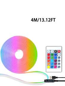 RGB 紅外線霓虹 LED 矽膠軟燈條 聖誕防水氛圍燈 無線遙控變色燈條 節日室內外裝飾燈 1m/2m/3m/4m/5m - 彩色光 - 查看 15