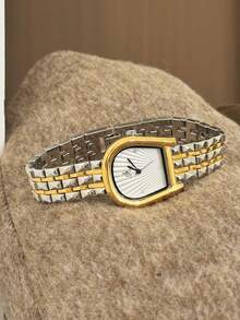 1件女性金色橢圓石英手錶，優雅時尚，適合日常配戴，生日、畢業禮物，休閒聚會與宴會 - 銀間金 - 查看 6