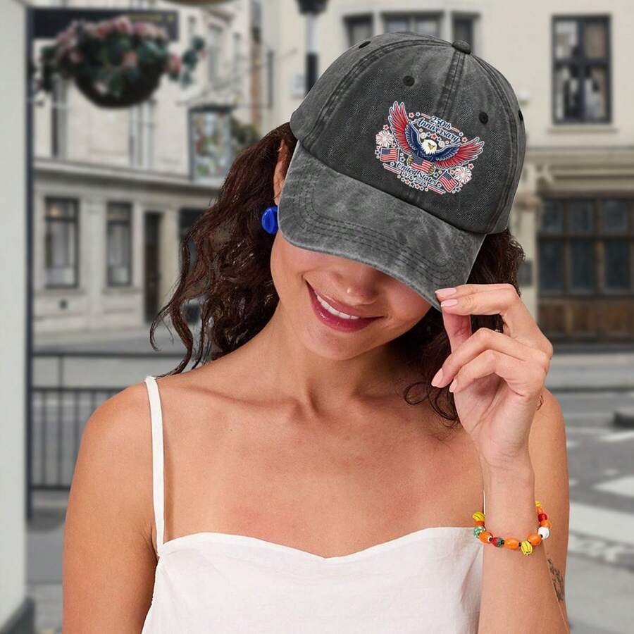 2026 USA 250th Anniversary Washed Denim Baseball Cap For Men Women Vintage Faded Cotton Adjustable Snapback Hat Casual Outdoor Streetwear Hiphop Skateboarding Daily Wear Unisex Dad Hat Style Low Profile Breathable Lightweight - Multicolor - View 1