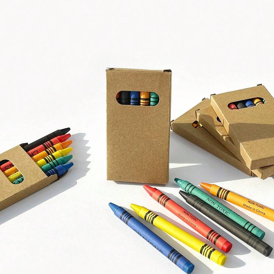 12/24/36 Color Crayon 6-Color Combination - Mini Boxed Pencil, Suitable For Classrooms, Family Gatherings, Teacher Parties Lucky Bag Set Crayon Kraft Paper Boxed Graffiti Oil Painting Stick Coloring Art Supplies Student Brushes