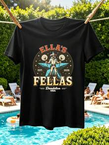 Vintage Cowboy Grafik Herren-T-Shirt, Hochwertiger Stoff, Lässig, Bequem, Strapazierfähig, Grafikdesign - Schwarz - Übersicht 2