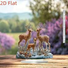 2D平面壓克力波希米亞風鹿造型裝飾擺件套組，多用途桌面展示鹿雕像，適合居家、辦公室、咖啡廳裝飾，收藏藝術品 - A - 查看 5