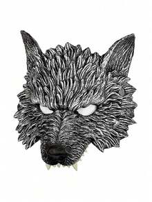 Halloween Wolf Mask, Adult Men & Women Halloween Horror Animal Half Face Werewolf Mask, Halloween Cosplay Costume Accessory, Party Dress Up, Halloween Costume Photo Prop - Silver - View 7