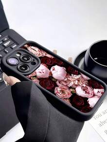 1件裝黑色牡丹玫瑰花個性化極簡全包覆TPU防摔手機殼，適用於Apple 17 16 15 14 13 12 11 Pro Max Air及系列 - 彩色 - 查看 5