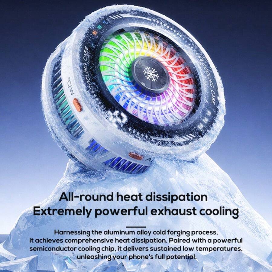 1pc New Magnetic Cooling Radiator, Ultra-Quiet Phone Cooler, Fast Cooling Phone Radiator, Plug-In Use Without Battery, High Power Suitable For Various Phones And Tablets, Dedicated For Live Streaming And Gaming - Multicolor - View 1
