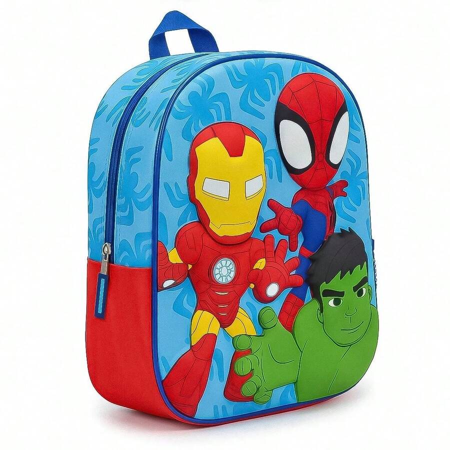 Cerdá Marvel 3D蜘蛛人兒童背包 - 藍色書包,印有蜘蛛人、鋼鐵人和綠巨人圖案,輕便耐用(聚酯纖維/EVA材質),是幼兒園和開學季的理想之選 - 選項 8 - 查看 1