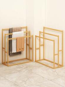 Freestanding Bathroom Towel Rack - Space-Saving Floor Towel Storage Rack With Multiple Shelves, Light Brown And Brown, Perfect For Home Use, Bathroom Storage Solution | Minimalist Design, Bathroom Storage Rack And Shelves, Towel Rack - Multicolor - View 4
