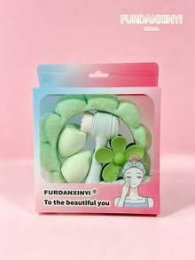 FURDANXINYI 7Pcs/Set All-In-One Skincare & Makeup Set, Includes SPA Headband, Wristbands, Facial Cleansing Brush, Makeup Sponge And Flower Hair Clips, Cute Colorful Makeup Accessories Gift Set, Suitable For Women And Girls - Multicolor - View 17
