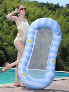 Inflatable Pool Float Lounger, With Mesh Center, Tanning Pool Lounger Backrest, 57.08 X 27.55 Inch, Beach Pool Party Toys For Adults - Daisy Style - View 8