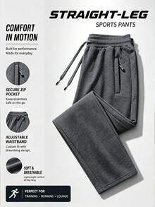Herren Casual Gerade Bein Hose, Neue Loose Fit mit Kordelzug Taille Hose, geeignet für Frühling, Sommer, Herbst Alltag, Pendeln, Outdoor Sport, Lässig Anlässe - Grau - Übersicht 2