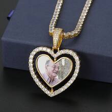 Personalized Heart Photo Necklace, Customized Rotating Glass Pendant, Ice Crystal Heart Photo Jewelry, Unisex Pendant, Birthday Anniversary Gift, Romantic Gift - Multicolor - View 4