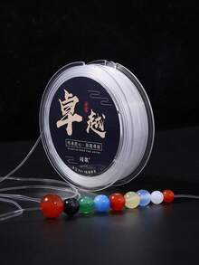 1 Roll Crystal Elastic Cord, Flat Spandex Elastic Rope, Elastic String, DIY Beading Elastic Cord, Bracelet Cord, Suitable For Bracelets, Necklaces, Jewelry Making Accessories - White - View 5