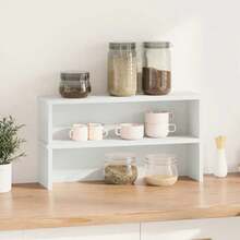 vidaXL Étagère de cuisine empilable, noire, 50 x 15 x 16 cm, en bois, étagère de rangement pour la cuisine, porte-épices, étagère, organisateur de cuisine - Blanc - Voir 8