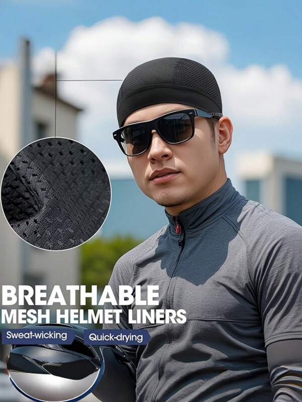 2pcs Outdoor Sun Protection Breathable Running Sports Cycling Skull Cap Helmet Liner Quick Dry Headwrap