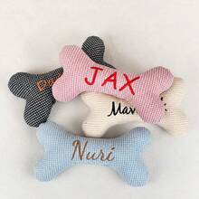 Personalized Bone Pet Toy, Customized Embroidered Dog Toy, Pet Name Toy, Gift For Pet Owners, New Puppy Gift, Gift For Dog Moms, Birthday Gift - Multicolor - View 2