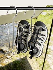 Stainless Steel Drying Rack, Hanging Shoe Rack, Space-Saving Windproof Design, Non-Slip Rubber Tips And Rust-Proof Clips, Suitable For Sneakers, Boots, Clothing, Indoor/Outdoor Use, Multi-Function Hook Design, Efficient Drainage - Multicolor - View 2